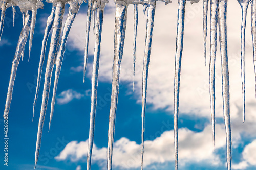 Icicles hanging from the roof