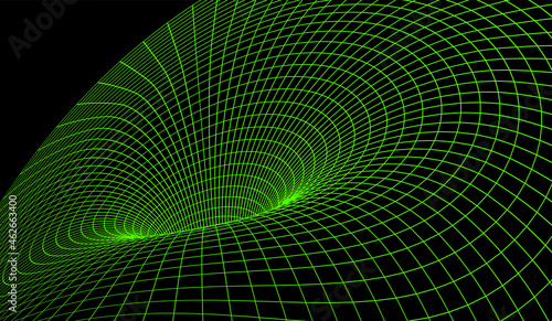 Black hole background with distorted gravity grid for scientific presentation or abstract background.