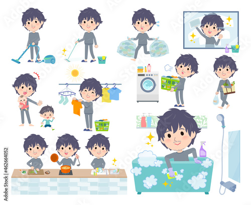 掃除や洗濯など家事に関するニート男性のセット