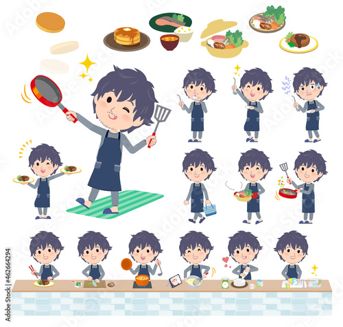 料理に関するニート男性のセット