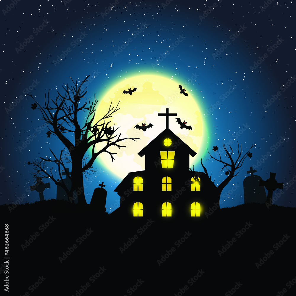 Halloween background with horror castle festival October