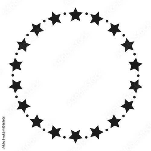 frame of black stars arranged in a circle  vector illustration  design element