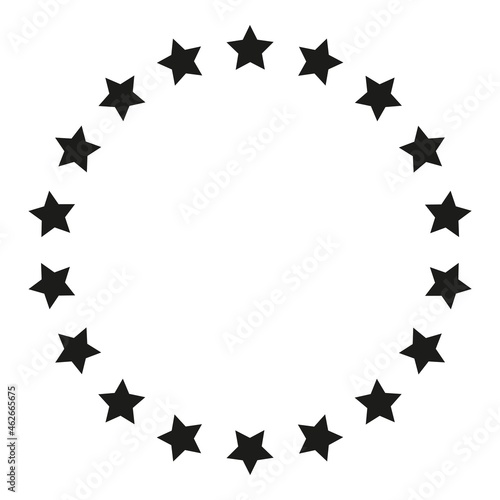 frame of black stars arranged in a circle  vector illustration  design element