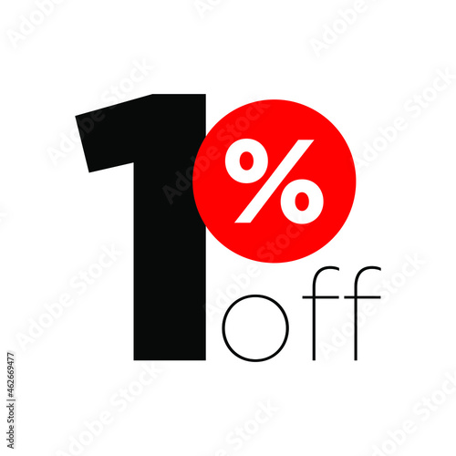 1%. number one percent off. modern font to use as a tag in digital marketing promotions and discounts. eps10