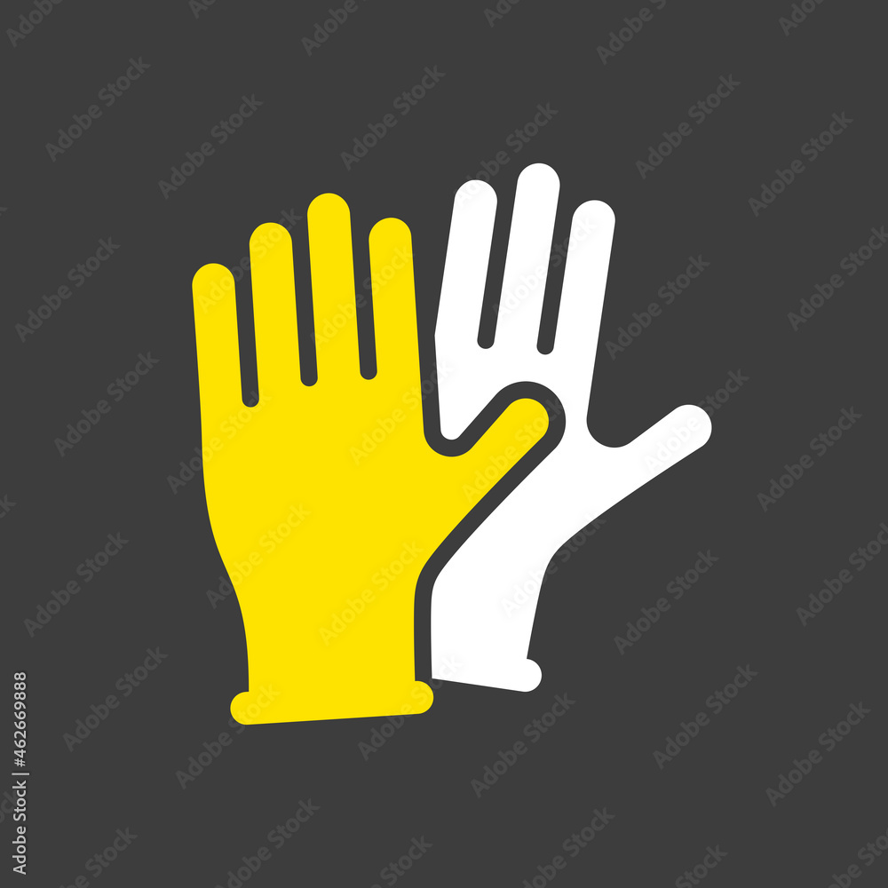Obraz premium Medical protective rubber gloves vector flat icon