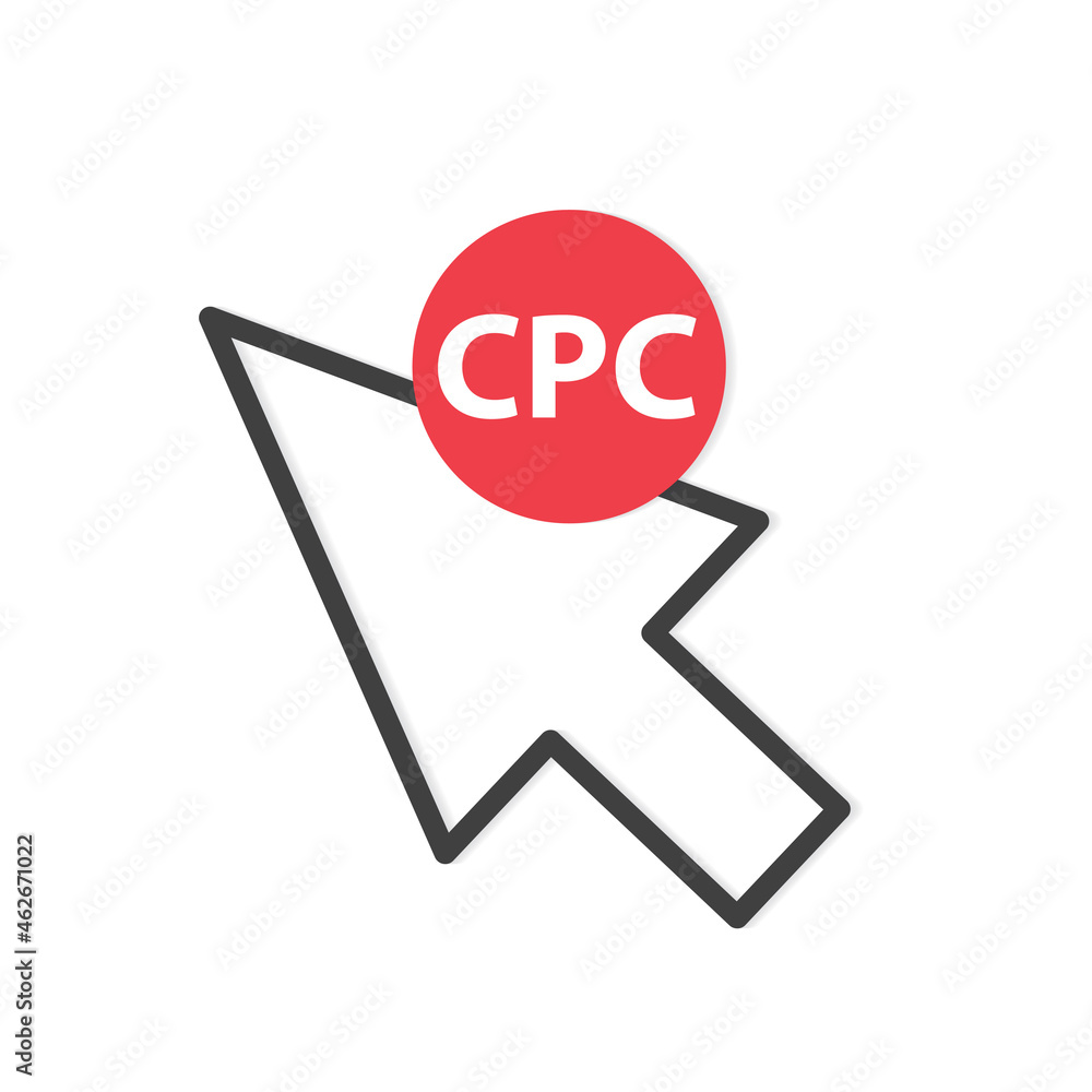 CPC (Cost Per Click) acronym and computer mouse arrow- vector illustration CPC (Cost Per Click) acronym and computer mouse arrow- vector illustration