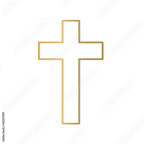 golden christian religion cross icon- vector illustration