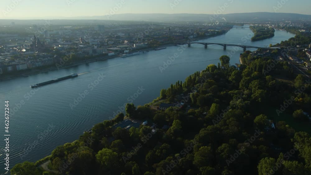 Aerial view around the city Mainz in Germany, hesse during sunset in late summer Aerial view around the city Mainz in Germany, hesse during sunset in late summer