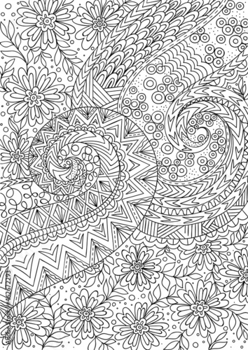 Coloring book page for adults. Zendala. Zentagle.