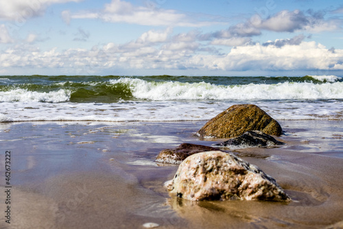 stones on the beach of baltic sea Poddąbie Poland photo