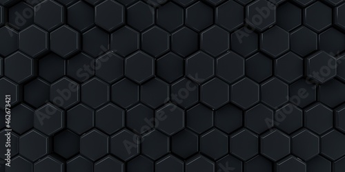 Futuristic Hexagon background. Dark horizontal background with hexagons 