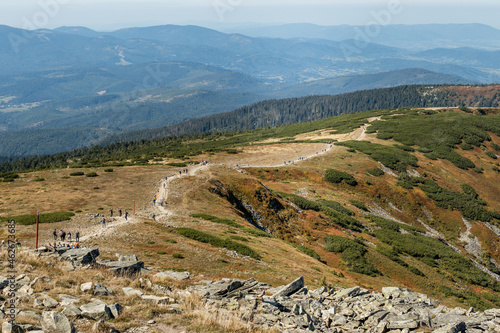 Fototapeta Naklejka Na Ścianę i Meble -  Barania Góra Silesian Beskids Poland view of the Tatra Mountains