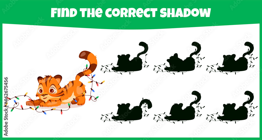 Find the correct shadow. Educational matching game for children with ...