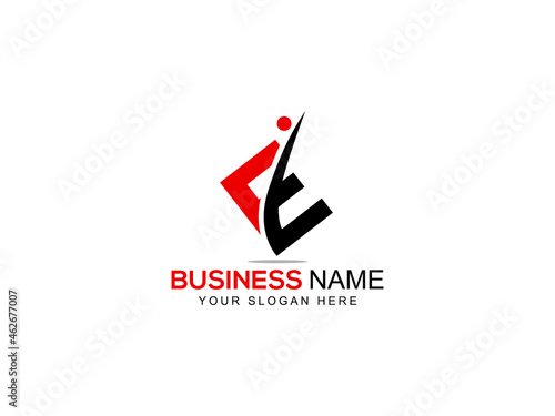 Abstract letter E logo design. Initial E ee vector element. Letter E Icon Logo with Modern Red and Black Color