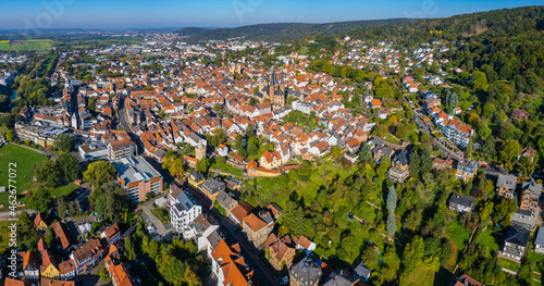 Aerial view of the city Gelnhausen in Germany  Hesse on an early spring day.