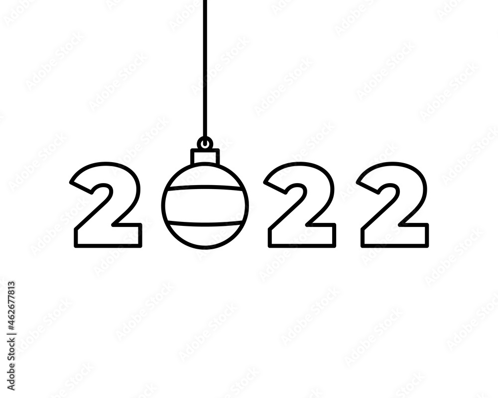 Obraz premium Happy New Year 2022 text design. for Brochure design template, card, banner. Vector illustration. Isolated on white background.
