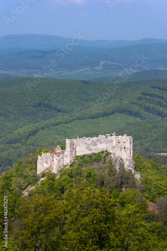 Ruins of medieval castle Uhrovec. Slovakia. Tourist attraction  tourism destination. Slovak historical castles  chateaus and churches.