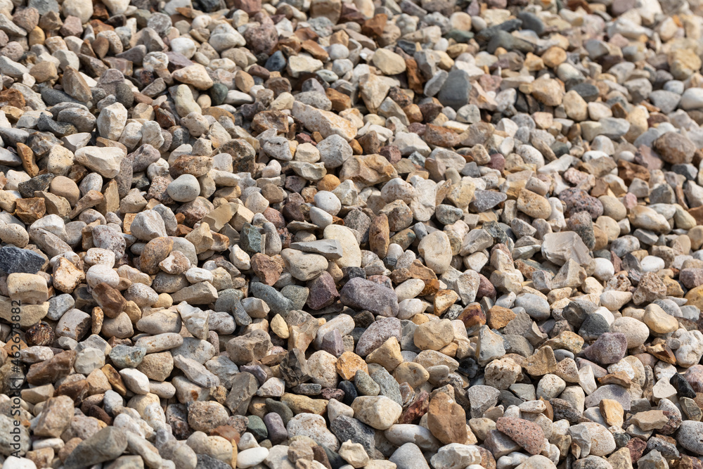pebble stone crush production. Crushed stone fine gravel as background and texture pebble stone crush production. Crushed stone fine gravel as background and texture
