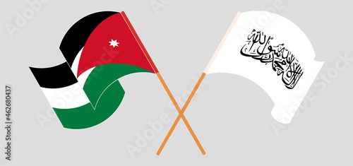 Crossed flags of Jordan and Taliban. Official colors. Correct proportion