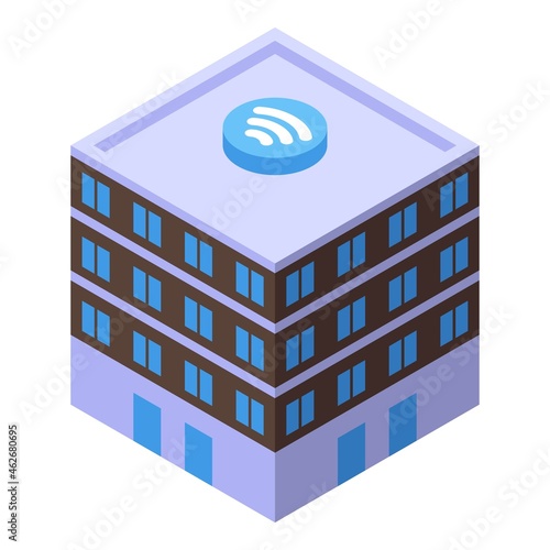 Internet provider building icon isometric vector. Wifi service. Network call