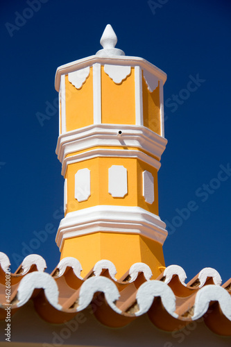 Beautiful detailed Monchique Chimney. These Chimneys are very large and typical of Monchique and take many months to build and are very expensive. Image taken in the Algarve Portugal.