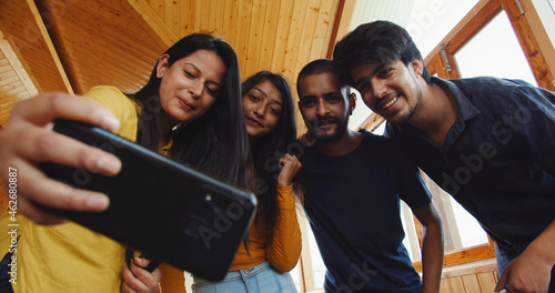 Photography South Asian young people from India taking selfies