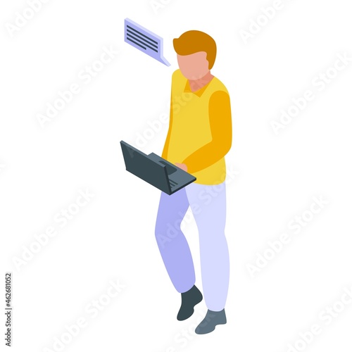 Data seo worker icon isometric vector. Digital engine. Business analysis