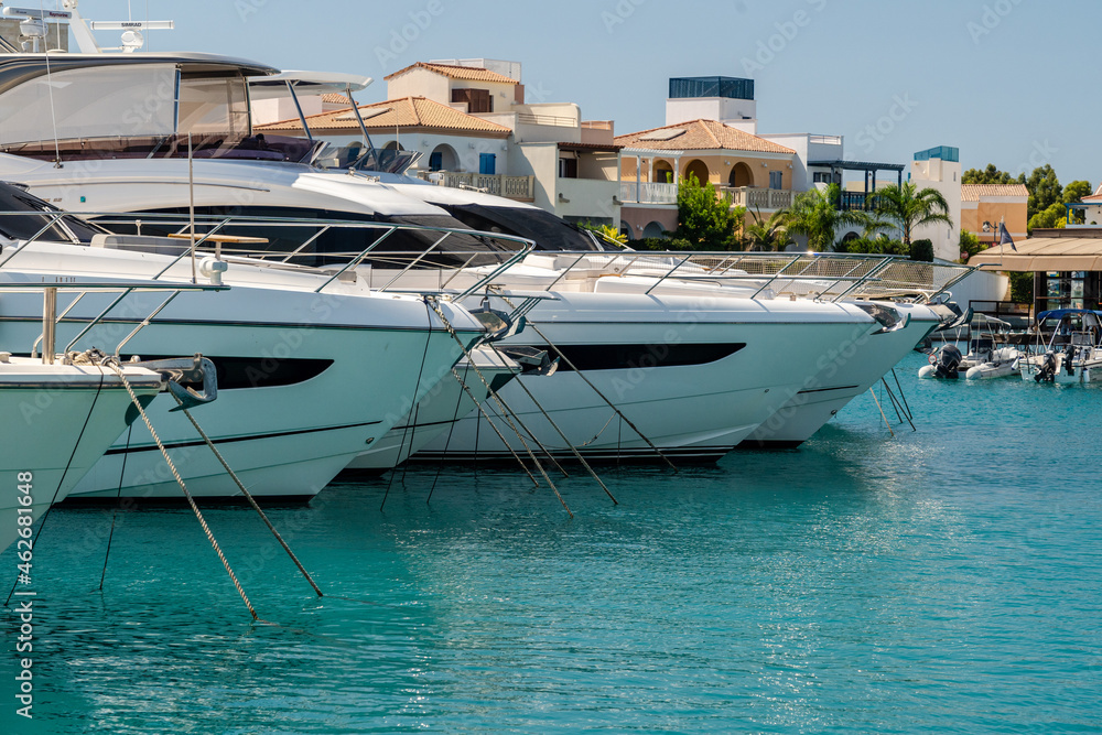 Fototapeta premium Beautiful view of the port with luxury yachts