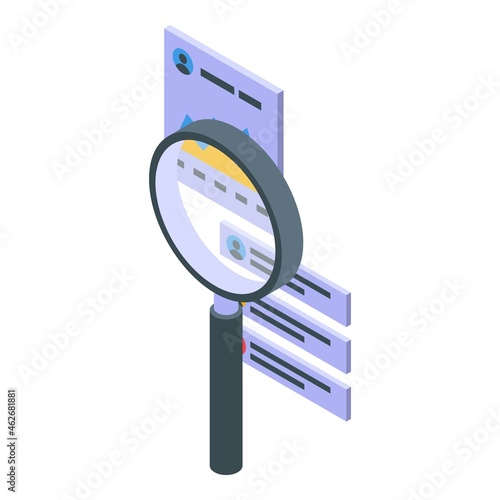 Seo magnifier icon isometric vector. Data analysis. Digital engine