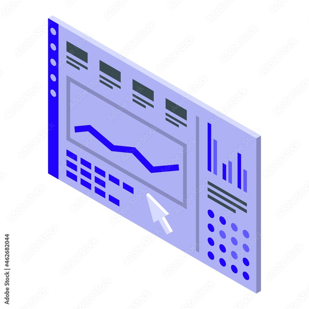 Computer research icon isometric vector. Engine data. Business digital Computer research icon isometric vector. Engine data. Business digital