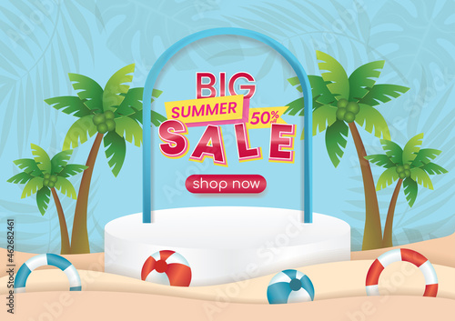 special summer sale podium vector art background 
