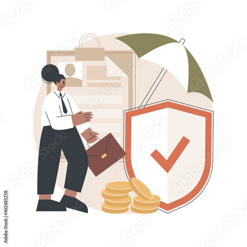 Employment insurance abstract concept vector illustration. Sickness benefits, income replacement, quarantined employee, submit application form, legal document, compensation abstract metaphor.