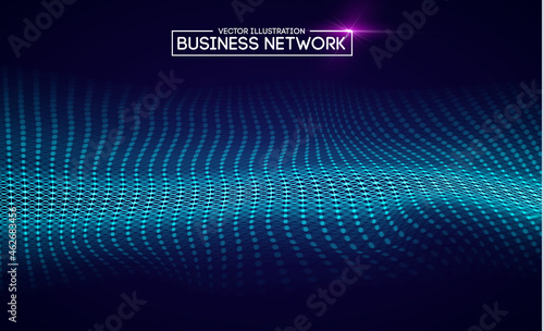 Business network digital technology blue background. Futuristic digital tech concept. Abstract technology science background. Social media concept. Technology cloud world abstract big data flow © RDVector