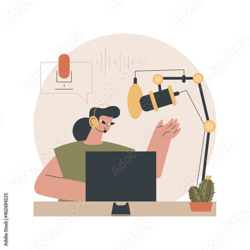 Voice over services abstract concept vector illustration. Voice over recording studio, audio and video production services, narration artist, advertising agency, text to speech abstract metaphor.