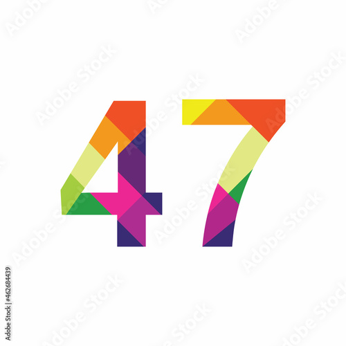 Colorful Number 47 vector design graphic symbol digit rainbow emblem icon graphic emblem