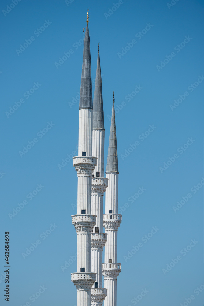 White Minarets of the Muslim Mosque of Mersin built with Ottoman architecture