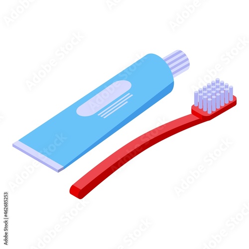 Toothpaste toothbrush icon isometric vector. Tooth brush. Dental tube