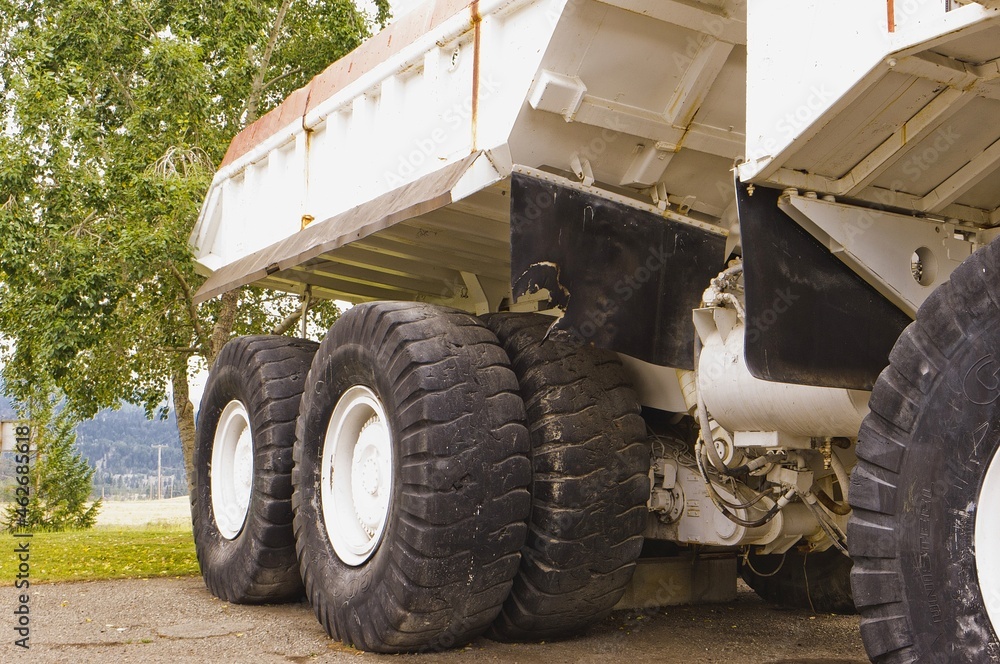Obraz premium Tires on a mine haul truck