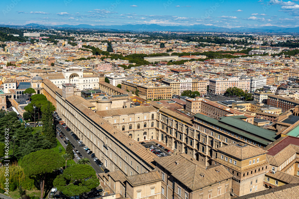 Aerial view of the Vatican Museums in Rome, Italy