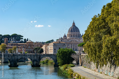 "Vittorio Emanuele II" Bridge with the Vatican City in the Background in Rome, Italy