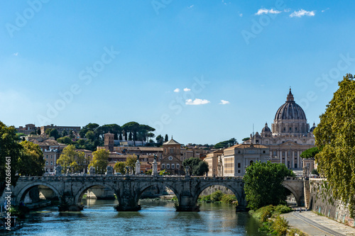 "Vittorio Emanuele II" Bridge with the Vatican City in the Background in Rome, Italy