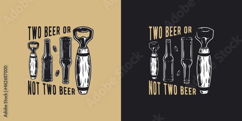 Beer opener and bottle for bar. Original brew design with bottle and opener for craft beer, pab or brewery