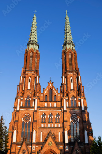 Poland, Masovian Voivodeship, Warsaw, Facade of Cathedral of Saint Michael Archangel and Saint Florian Martyr photo