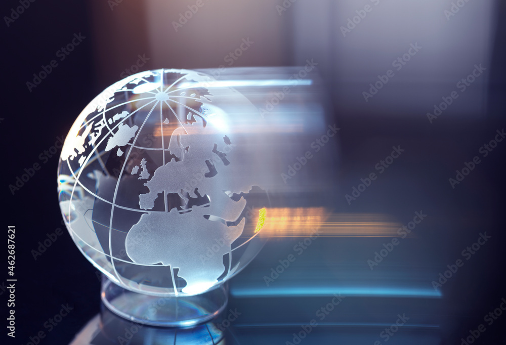 Glass globe representing international business and trade Glass globe representing international business and trade