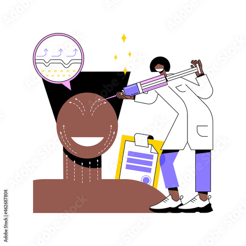 Face lifting abstract concept vector illustration. Rhytidectomy procedure, facelift surgery, face lifting service, non surgical anti age treatment, facial skin rejuvenation abstract metaphor.