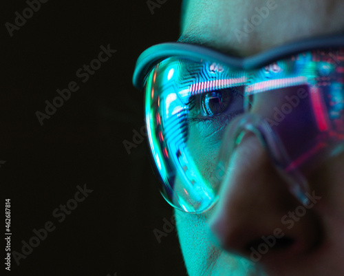 Reflection of a circuit board on glasses