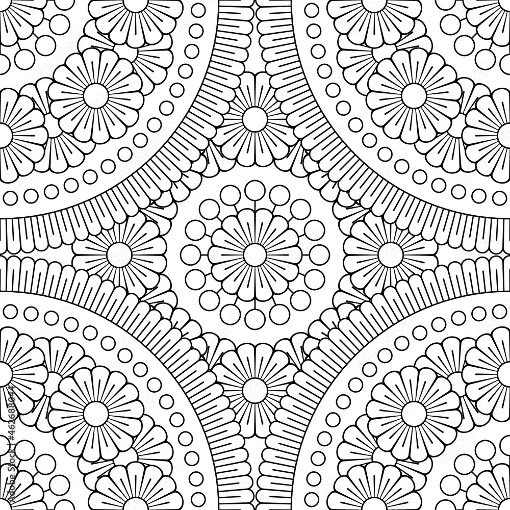 Abstract seamless mandala background. Texture in black and white colors. Oriental pattern for design, fashion print, scrapbooking Abstract seamless mandala background. Texture in black and white colors. Oriental pattern for design, fashion print, scrapbooking