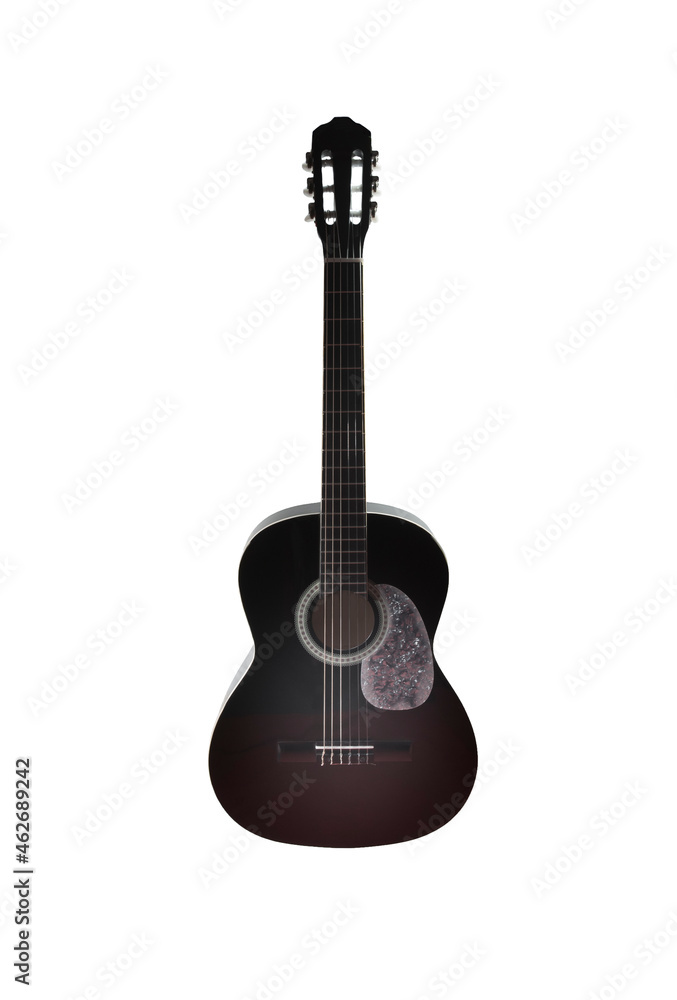 Fototapeta premium Black acoustic guitar on white background