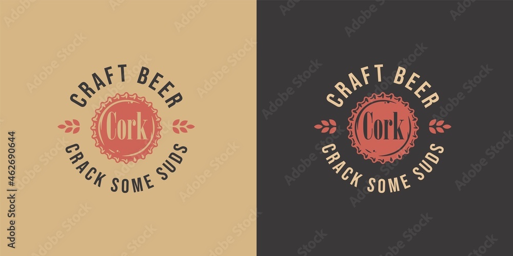 Beer cap for bar. Original brew design with metal cork from bottle for craft beer, pab or brewery Beer cap for bar. Original brew design with metal cork from bottle for craft beer, pab or brewery