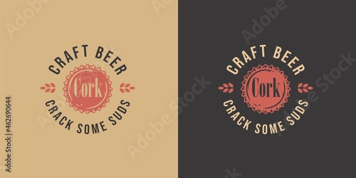 Beer cap for bar. Original brew design with metal cork from bottle for craft beer, pab or brewery
